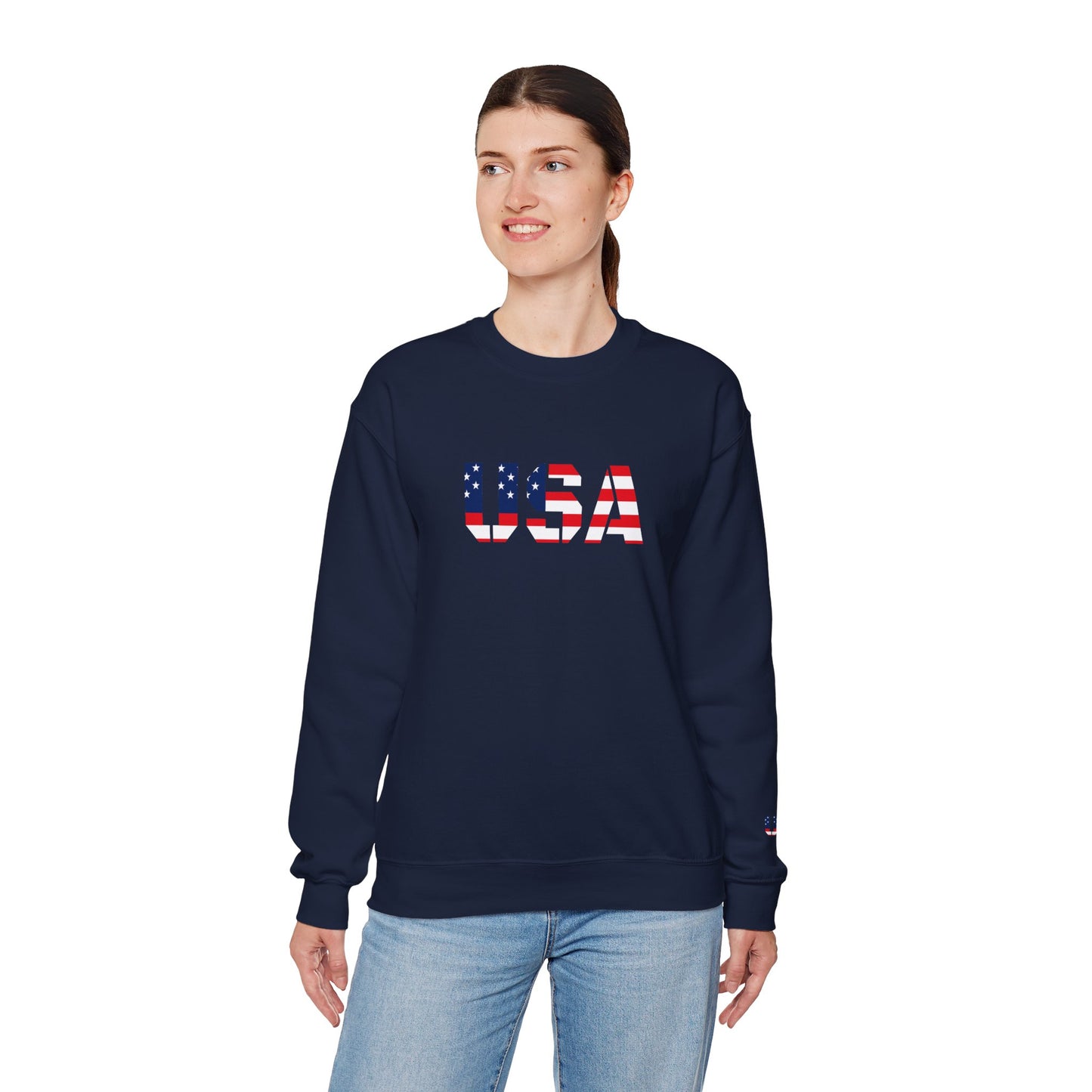 USA Flag Unisex Crewneck Sweatshirt, Cozy Apparel, Casual Wear, Independence Day Gift, Americana Style