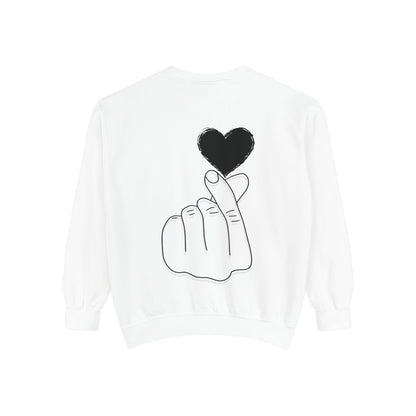 Unisex Garment-Dyed Sweatshirt with Heart Design - Cozy & Stylish
