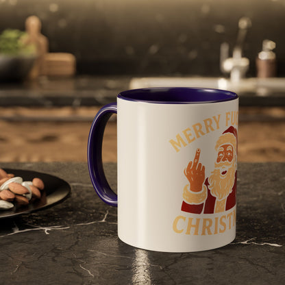 Merry Fucking Christmas Mug — Funny Santa Middle Finger Coffee Cup (11oz & 15oz)