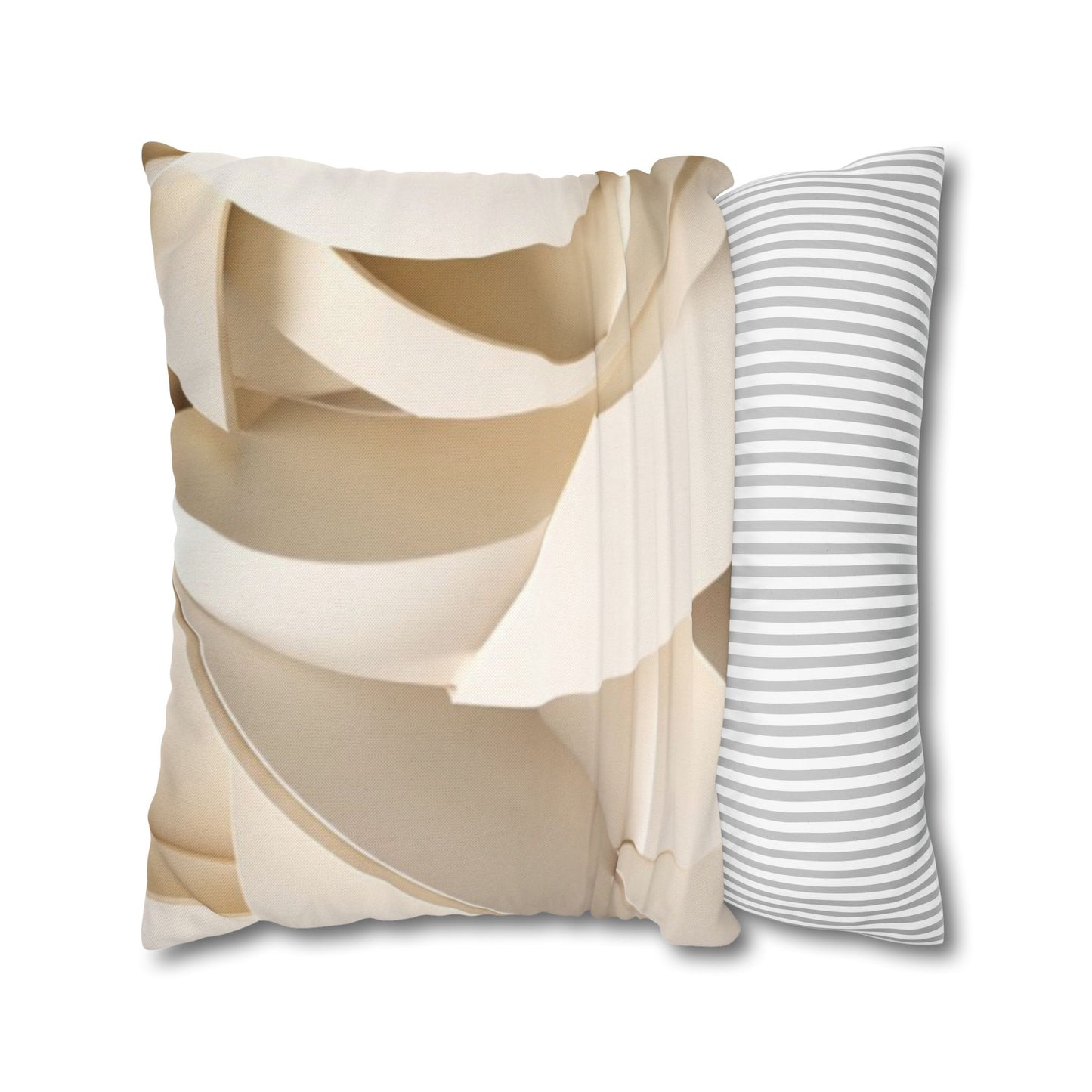 Beige Abstract Paper Swirl Pillowcase Spun Polyester Square Pillowcase