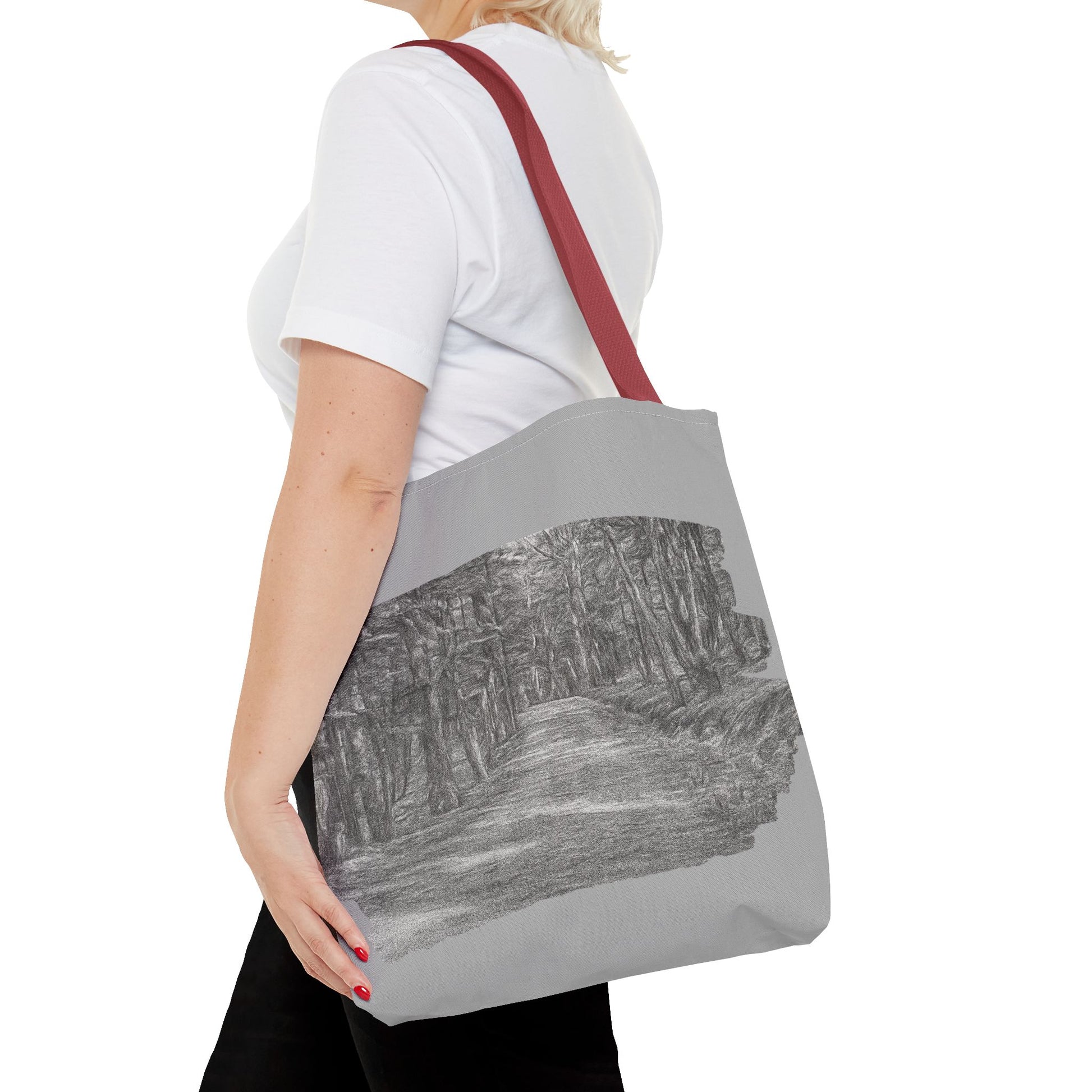 Scenic Path Tote Bag, Reversible Tote, Eco-Friendly Shopper, Outdoor Adventure Bag, Gift for Nature Lovers, Stylish Carryall - TRV