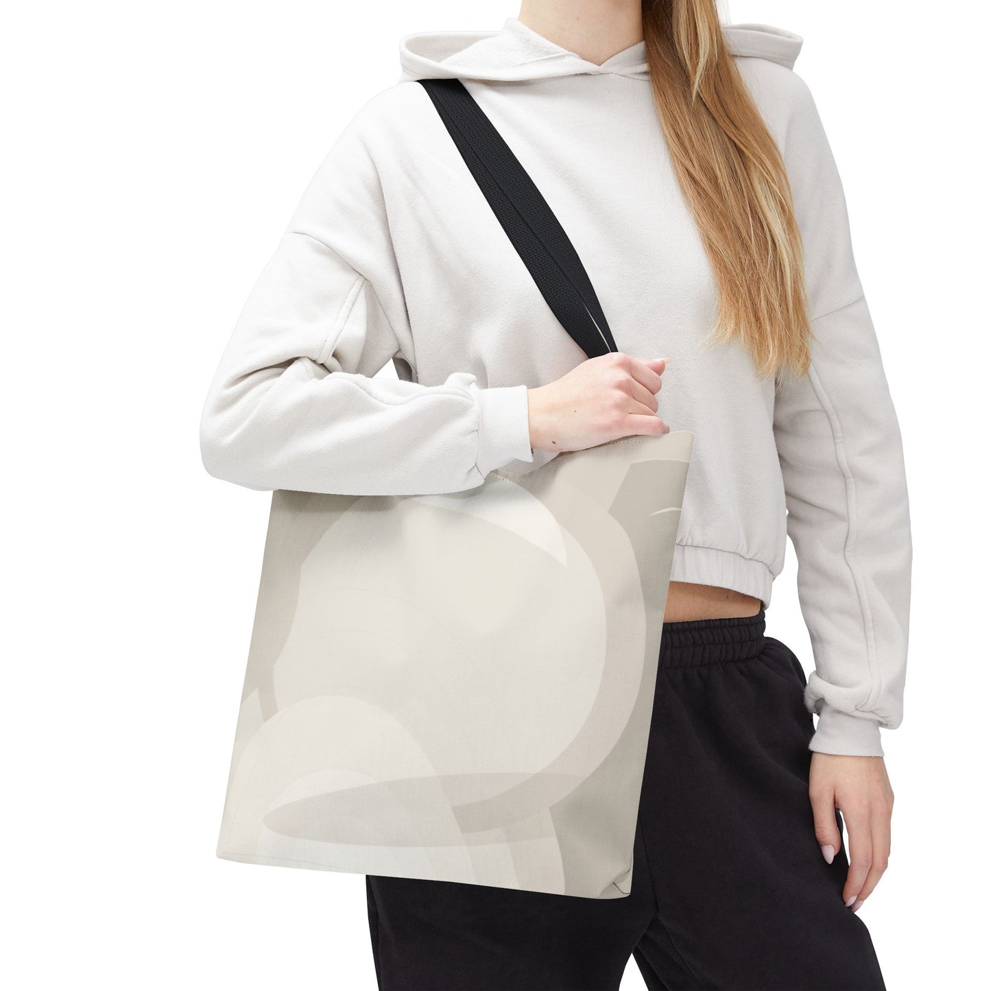 Neutral Abstract Circle Pattern Tote Bag | Minimal Beige AOP Canvas