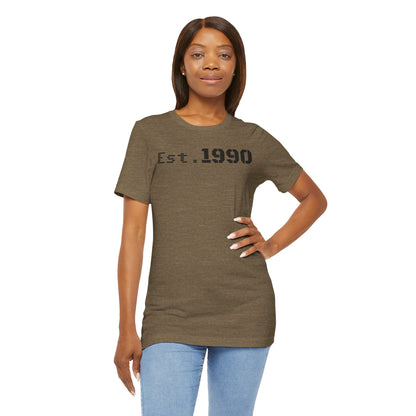 Unisex Est. 1990 Nostalgic Jersey Tee - Perfect Gift, Vintage Style, Retro Fashion, Birthday Celebration, Casual Wear - TRV