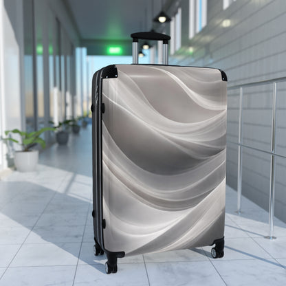Abstract Silver Wave Suitcase | Hardshell Carry-On Luggage