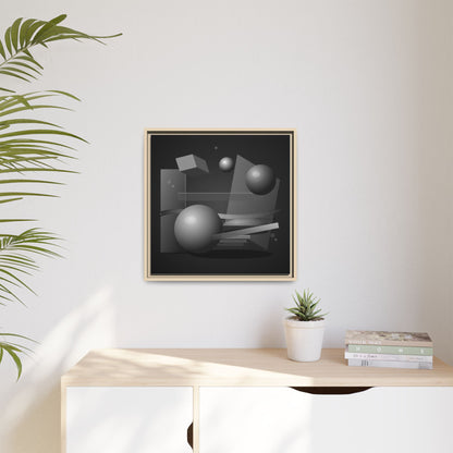 Monochrome Geometric Spheres Canvas Framed Wall Art | Matte Print