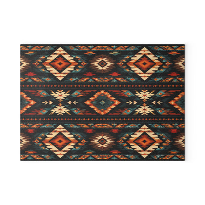 Southwest Aztec Glass Cutting Board – Rustic Tribal Pattern Kitchen Board