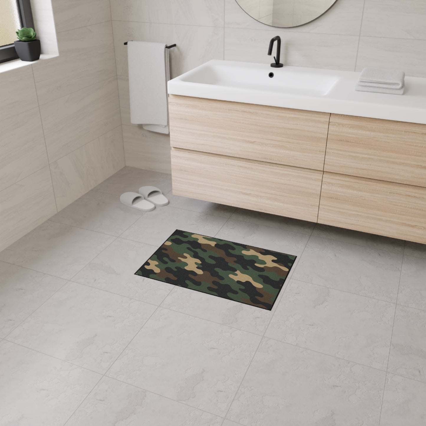 Heavy duty Printify floor mat with textured surface, durable rubber backing, ideal for high-traffic areas and protective flooring.