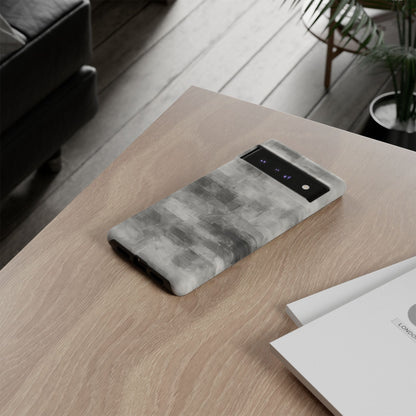 Abstract gray grid phone case for iPhone, tough protective cover with modern design by Printify.