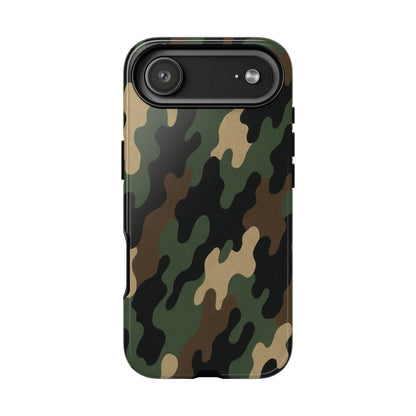 Camouflage tough phone case by Printify featuring rugged camo design and protective build for smartphones.