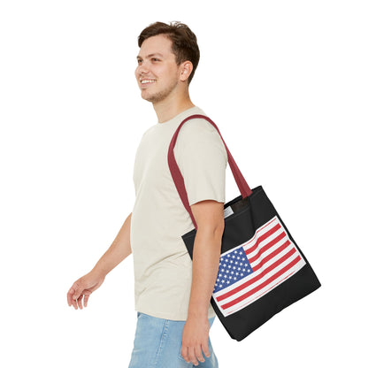 Patriotic Tote Bag, American Flag Carryall, Beach Bag, Reusable Shopping Tote, Independence Day Gift - TRV