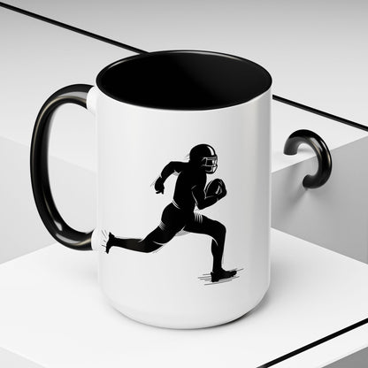 Football Player Themed Accent Coffee Mug, Sports Fan Gift, Unique Mug for Athletes, Coffee Lover, Game Day Essential - TRV