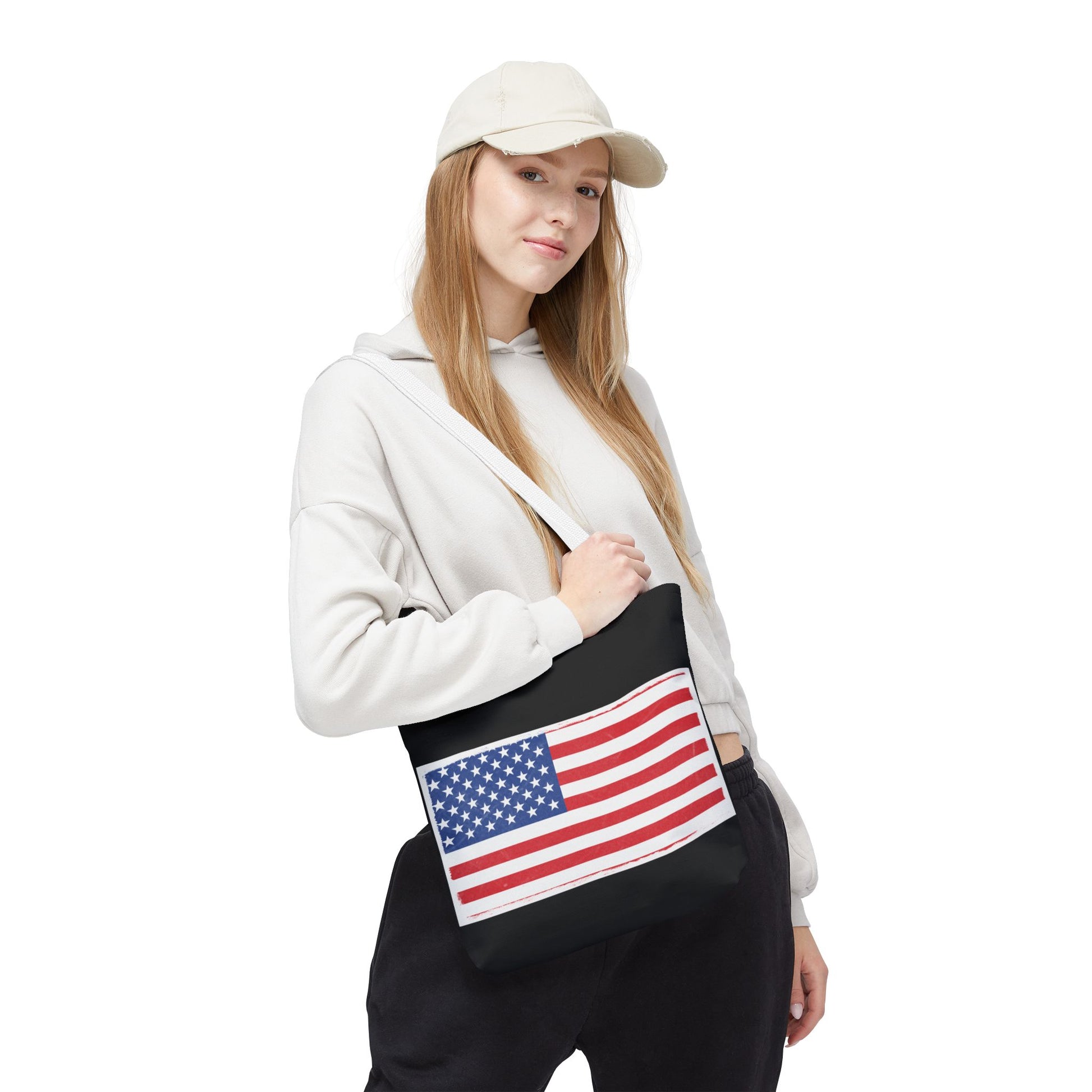 Patriotic Tote Bag, American Flag Carryall, Beach Bag, Reusable Shopping Tote, Independence Day Gift - TRV