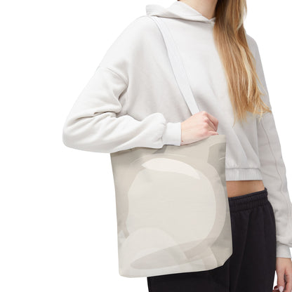 Neutral Abstract Circle Pattern Tote Bag | Minimal Beige AOP Canvas