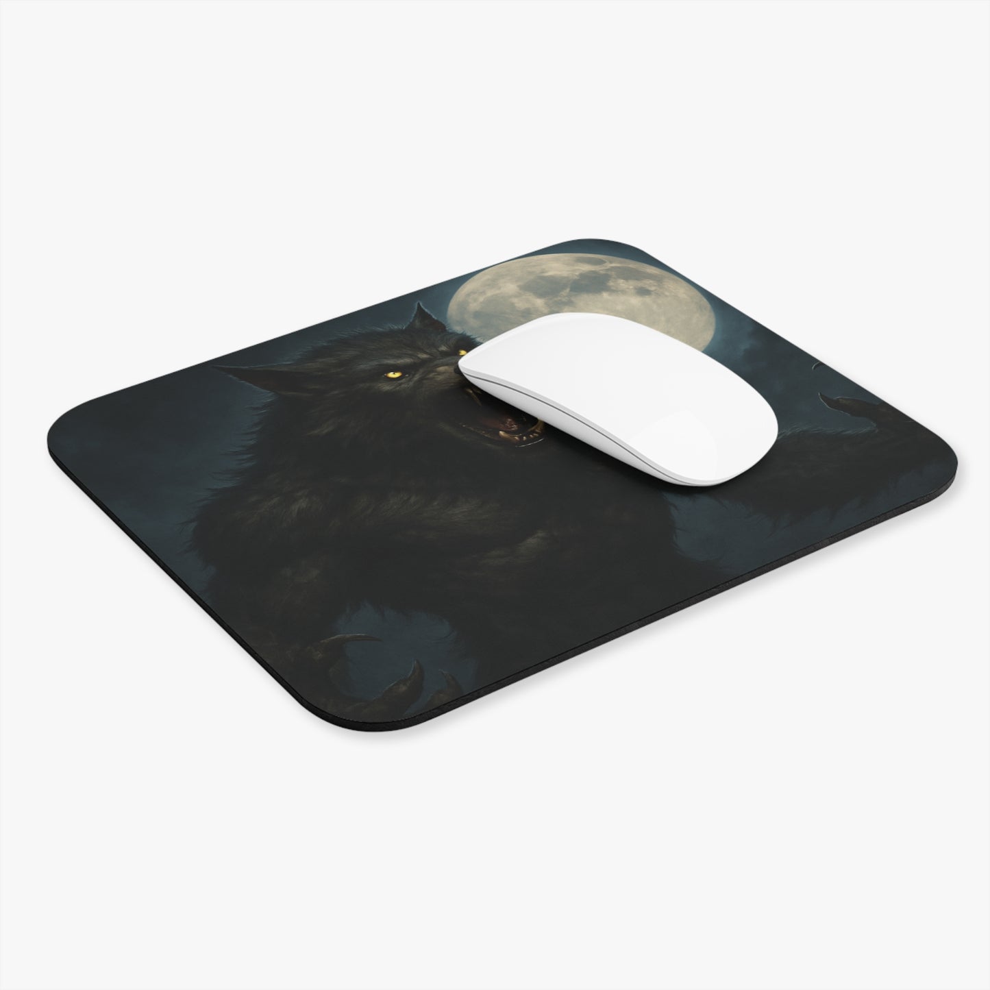 Moonlit Werewolf Mouse Pad | Gaming Desk Accessory, Gifts for Gamers, Unique Office Decor, Halloween or Horror Theme - TRV