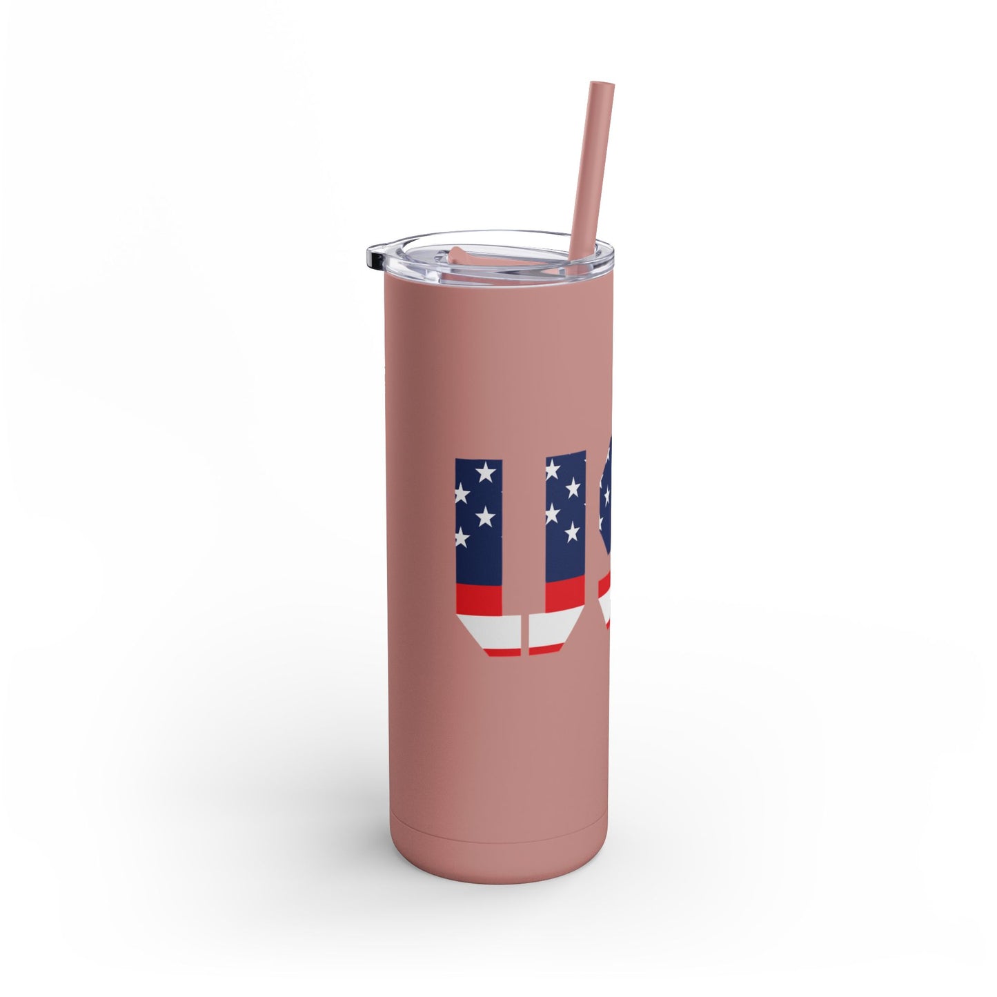 USA Flag Tumbler - 20oz Skinny Matte Drinkware, Travel Mug, Patriotic Gift, Fourth of July, Summer BBQ, Camping, Outdoor - TRV