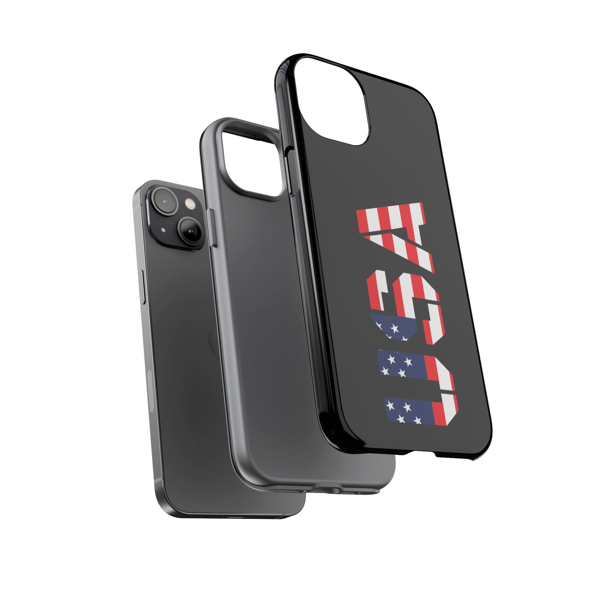 USA Phone Case with patriotic American flag design, durable tough case for iPhone by Printify.