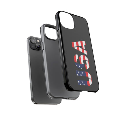 USA Phone Case with patriotic American flag design, durable tough case for iPhone by Printify.