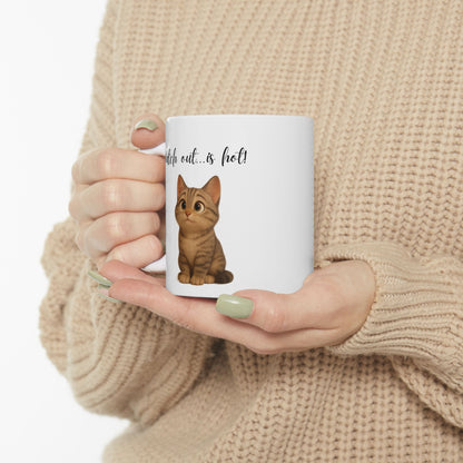 Latte Lover Ceramic Mug — Cute Coffee Cat Illustration (11oz, 15oz)