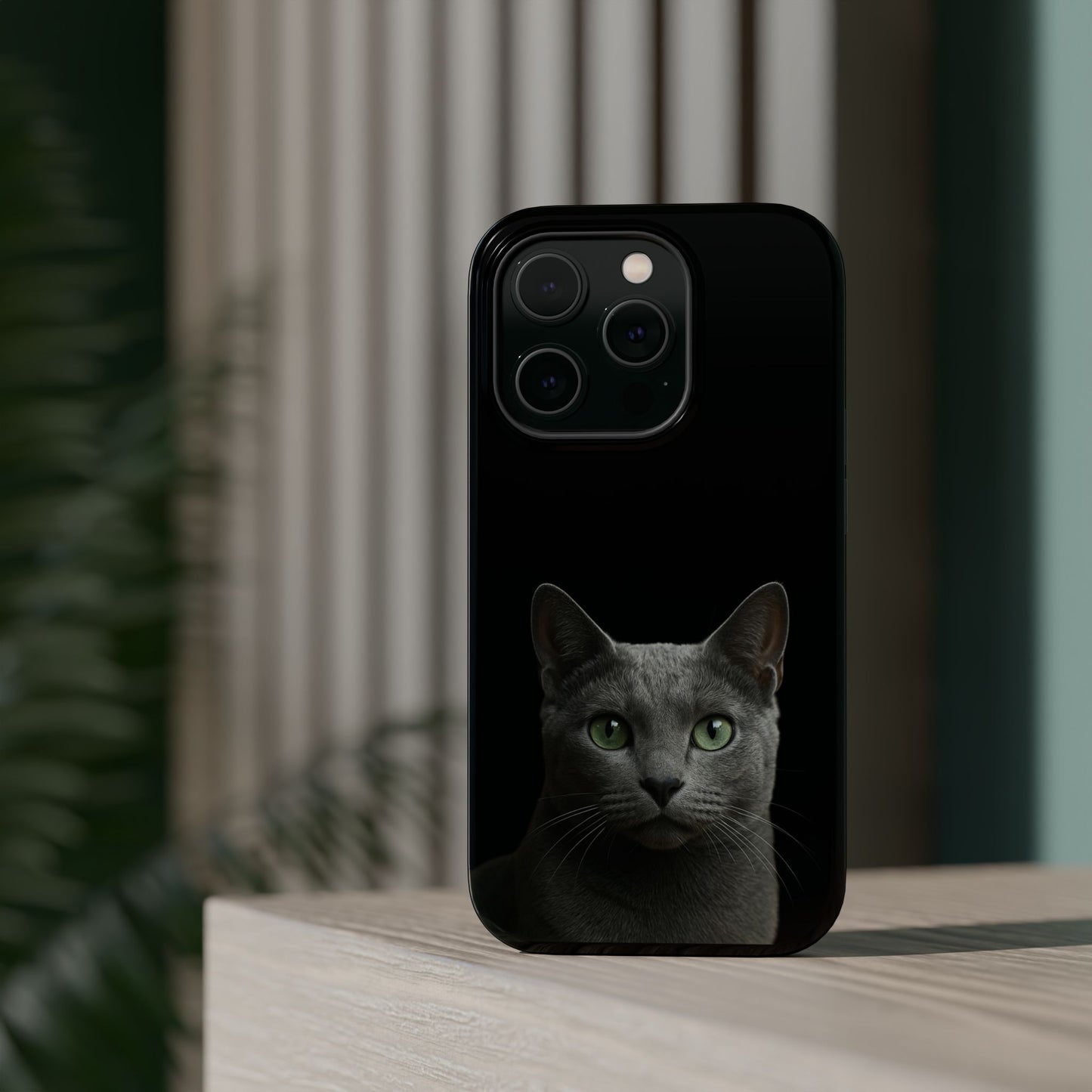 Russian Blue Cat Phone Case — Magnetic Impact-Resistant iPhone Cover