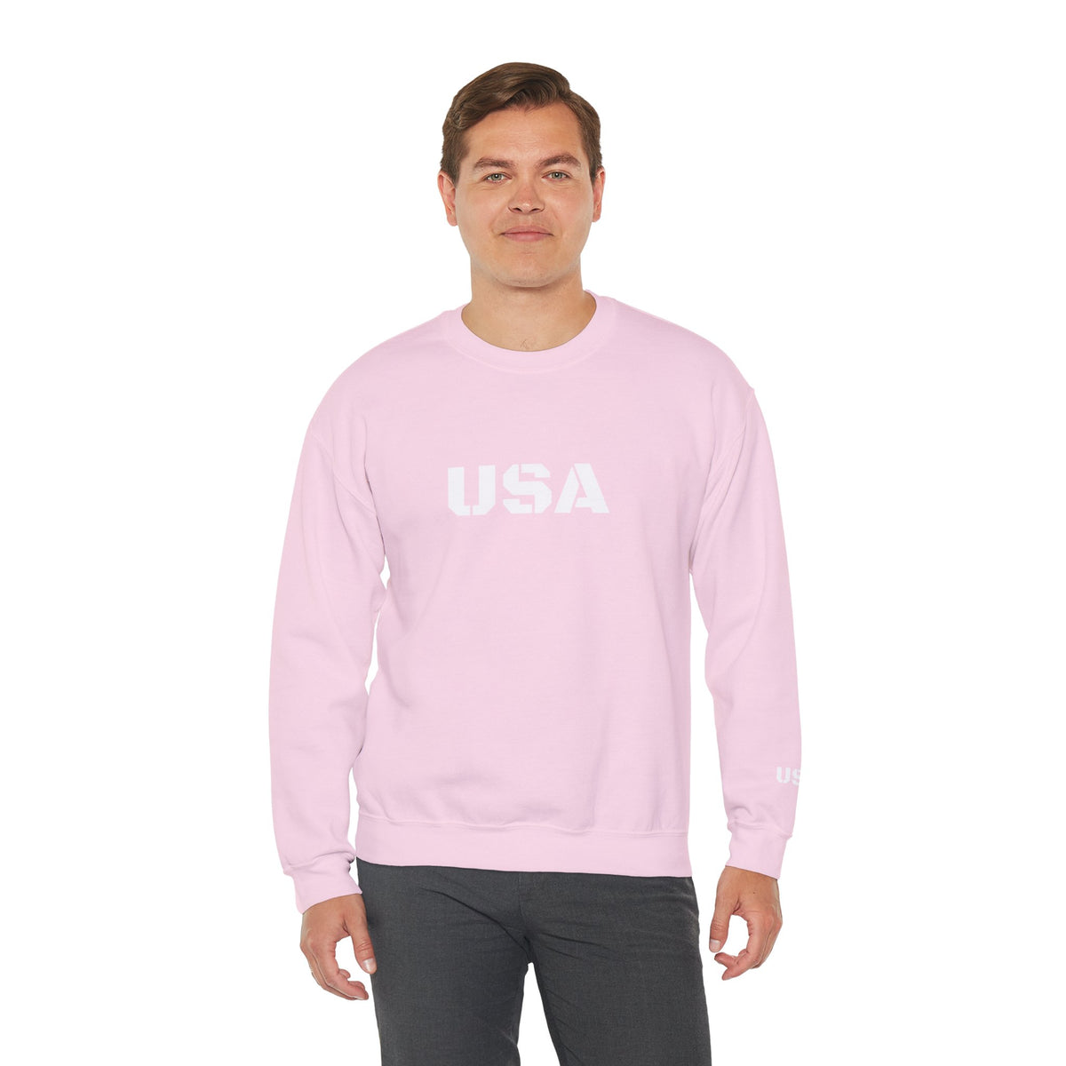 Printify USA crewneck sweatshirt with patriotic design, cozy fit, perfect for all seasons and casual wear.