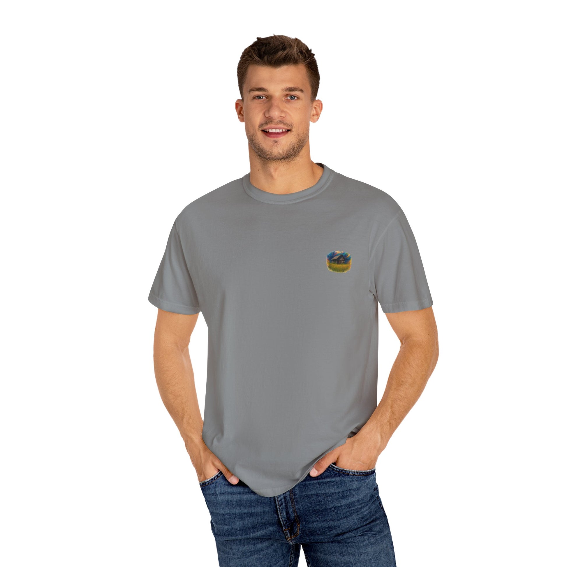 Rustic Landscape T-shirt | Relaxed Fit Tee, Casual Wear, Nature Lover Gift, Summer Outing Top, Eco-Friendly Apparel - TRV