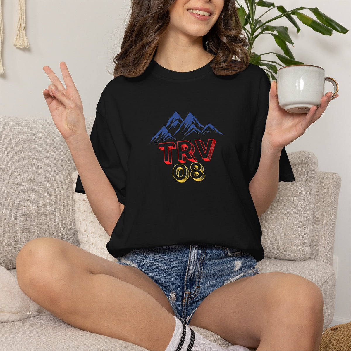 Unisex garment-dyed T-shirt with printed logo design from Printify, casual fit, soft fabric, front view.