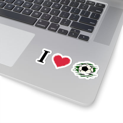 Set of soccer kiss-cut stickers featuring football fan decals for laptops, water bottles, and gear by Printify.
