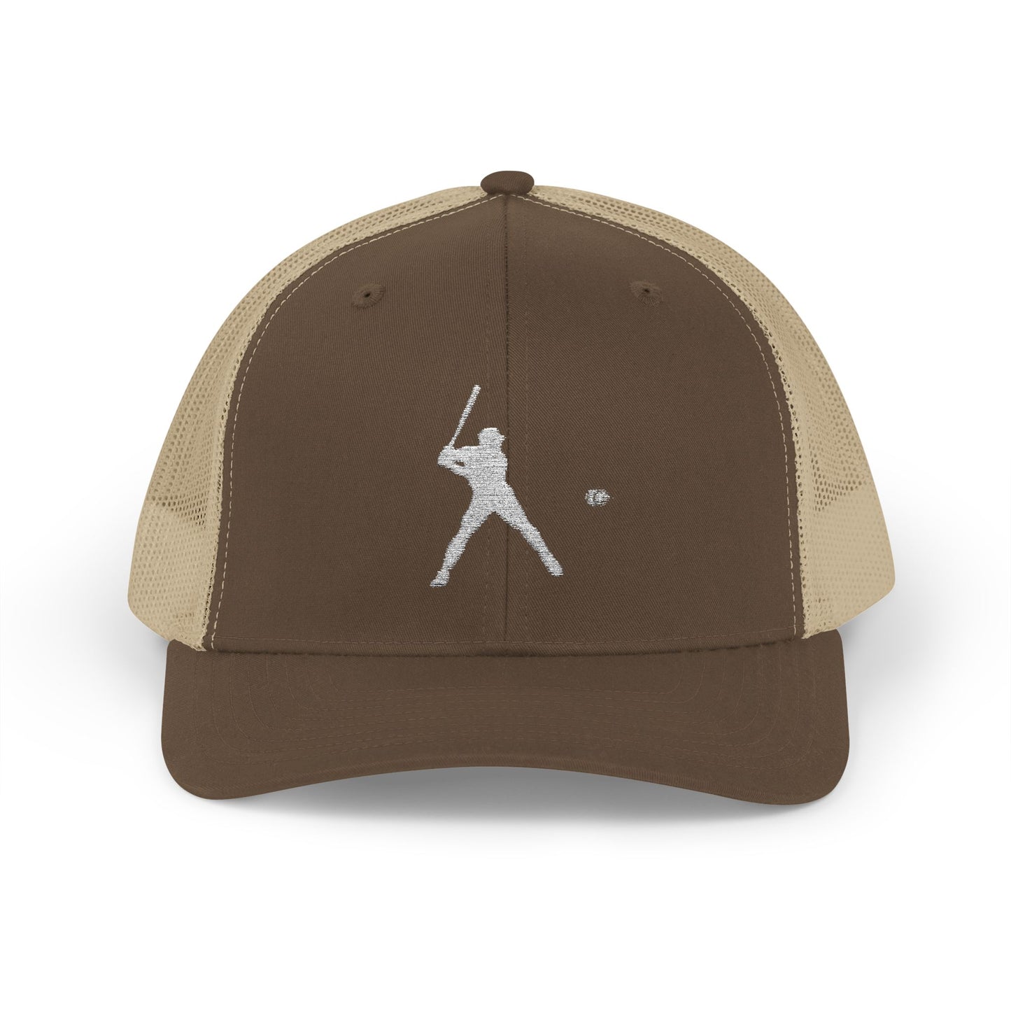 Vintage baseball snapback trucker cap with batter silhouette design, crafted by Printify, featuring classic brim and adjustable fit.