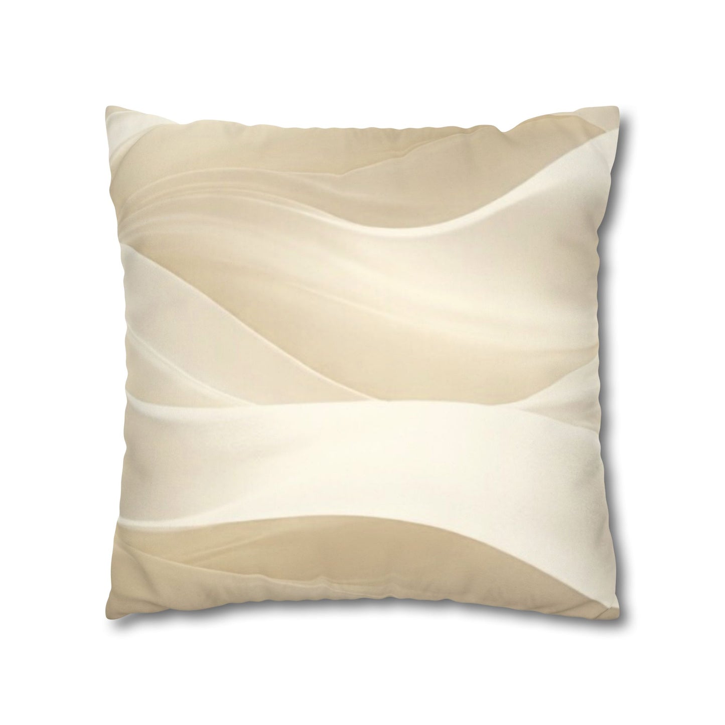 Beige Abstract Wave Pillowcase | Faux Suede Square Pillow Cover