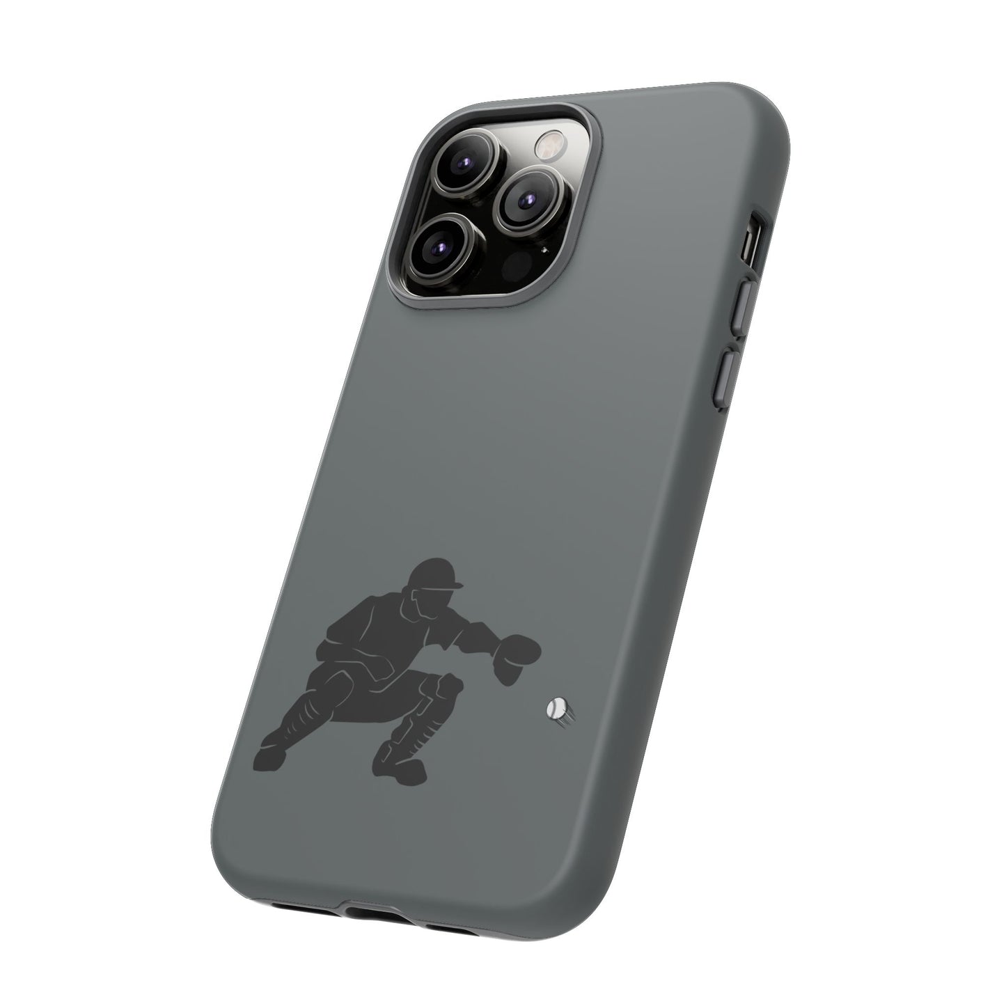 Printify baseball catcher phone case, durable protective cover with baseball glove and ball design for smartphones.