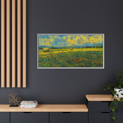 Framed landscape matte canvas print by Printify featuring vibrant multi-color scenic design on quality canvas.