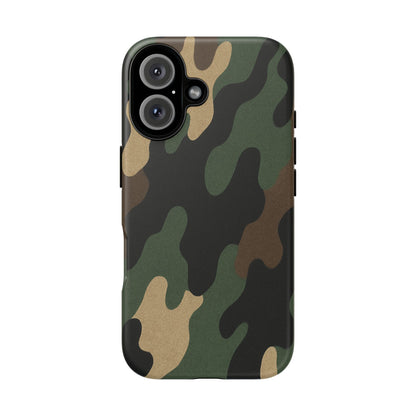 Military green camo tough phone case by Printify, rugged protective cover for smartphones with durable design.