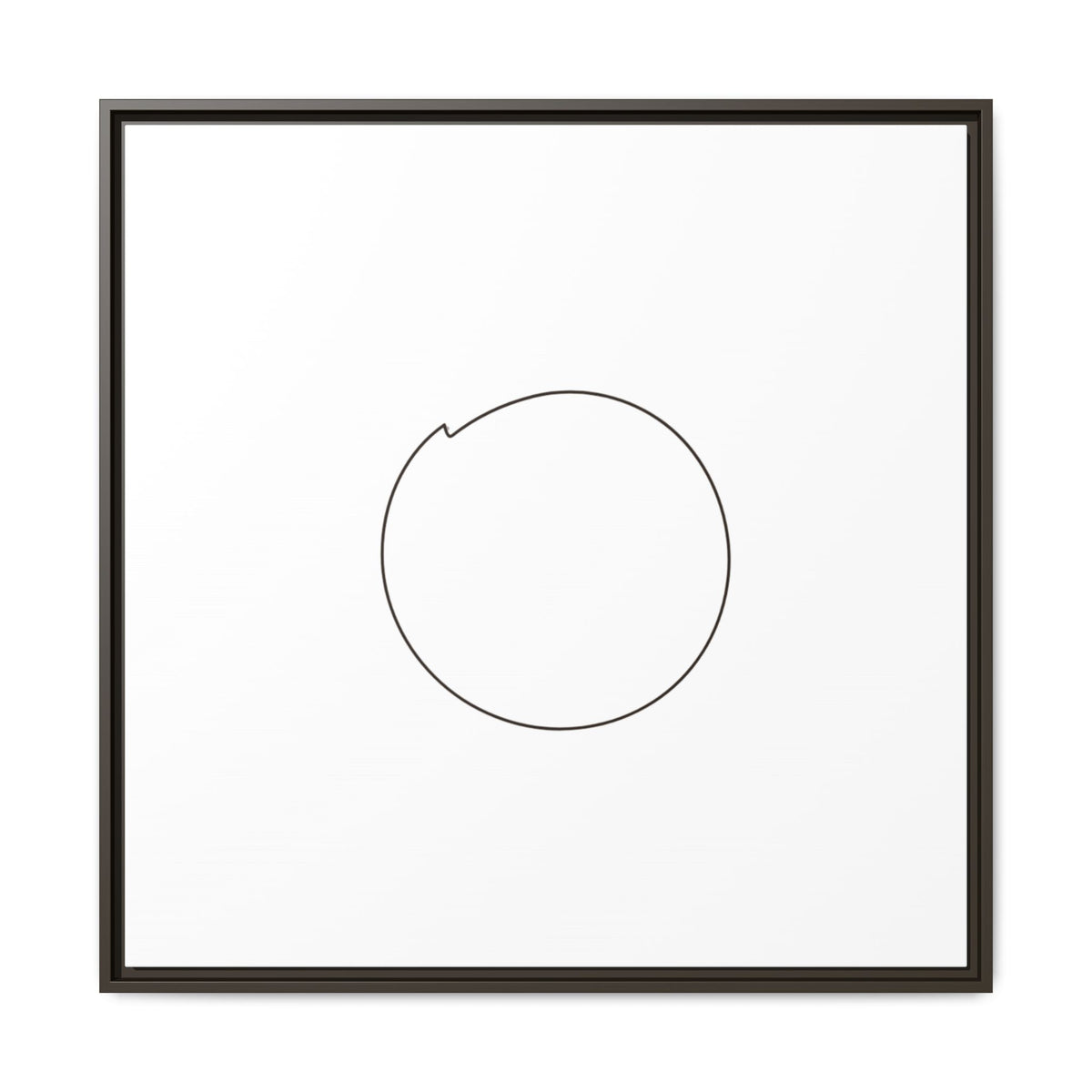 Framed matte canvas wall art featuring a minimal circular line design, showcasing modern abstract artwork by Printify.