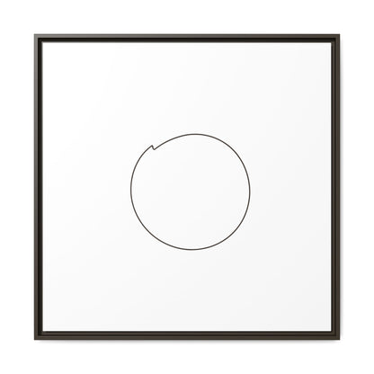 Framed matte canvas wall art featuring a minimal circular line design, showcasing modern abstract artwork by Printify.