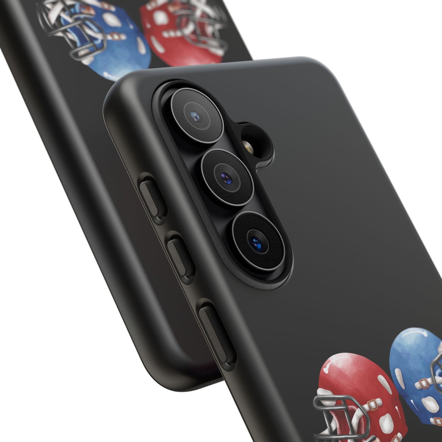 Red and blue football helmet tough phone case for iPhone, protective Printify cover featuring sporty design and durable material.