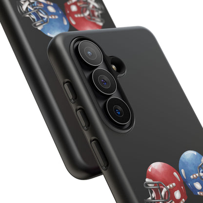 Red and blue football helmet tough phone case for iPhone, protective Printify cover featuring sporty design and durable material.