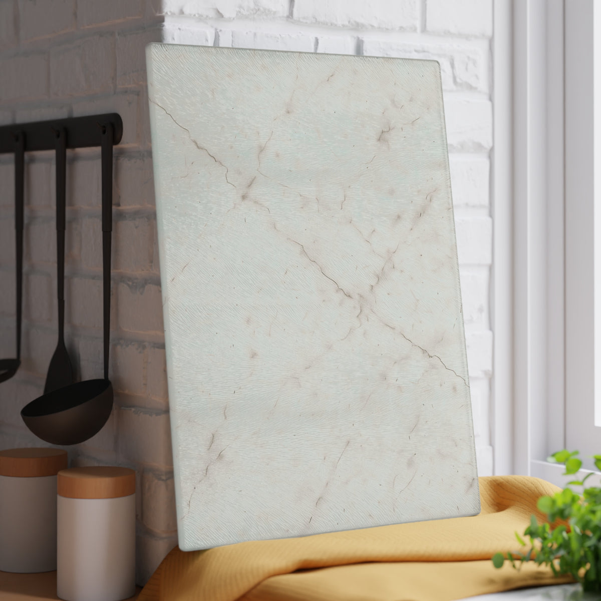 Marble-Print Glass Cutting Board — Elegant Kitchen Prep Surface