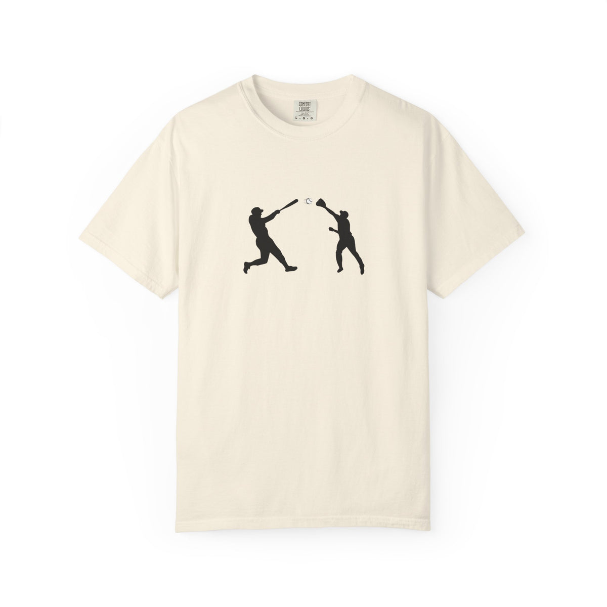 Black baseball silhouette T-shirt with minimal baseball players graphic, casual men's graphic tee by Printify