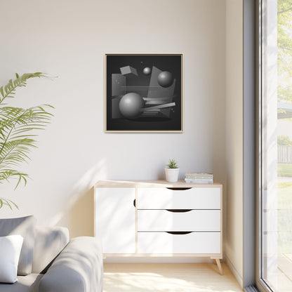 Monochrome Geometric Spheres Canvas Framed Wall Art | Matte Print