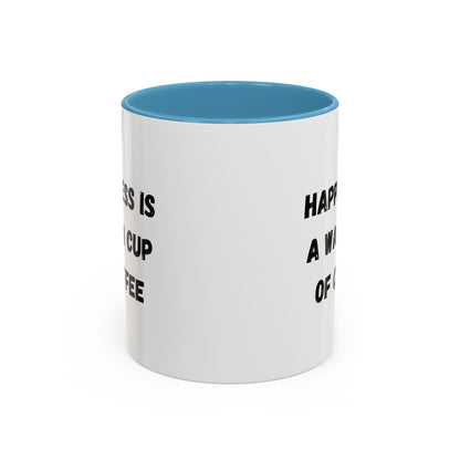 Coffee Mug — “Happiness Is A Warm Cup Of Coffee” Accent Ceramic Mug (11/15 oz)