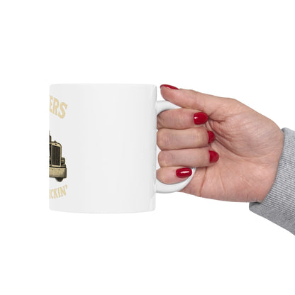 Truckers Keep on Truckin' Ceramic Mug, Coffee Cup for Truck Drivers, Gift for Road Trip Lovers, Travel Mug for Father's Day, Unique [...] - TRV