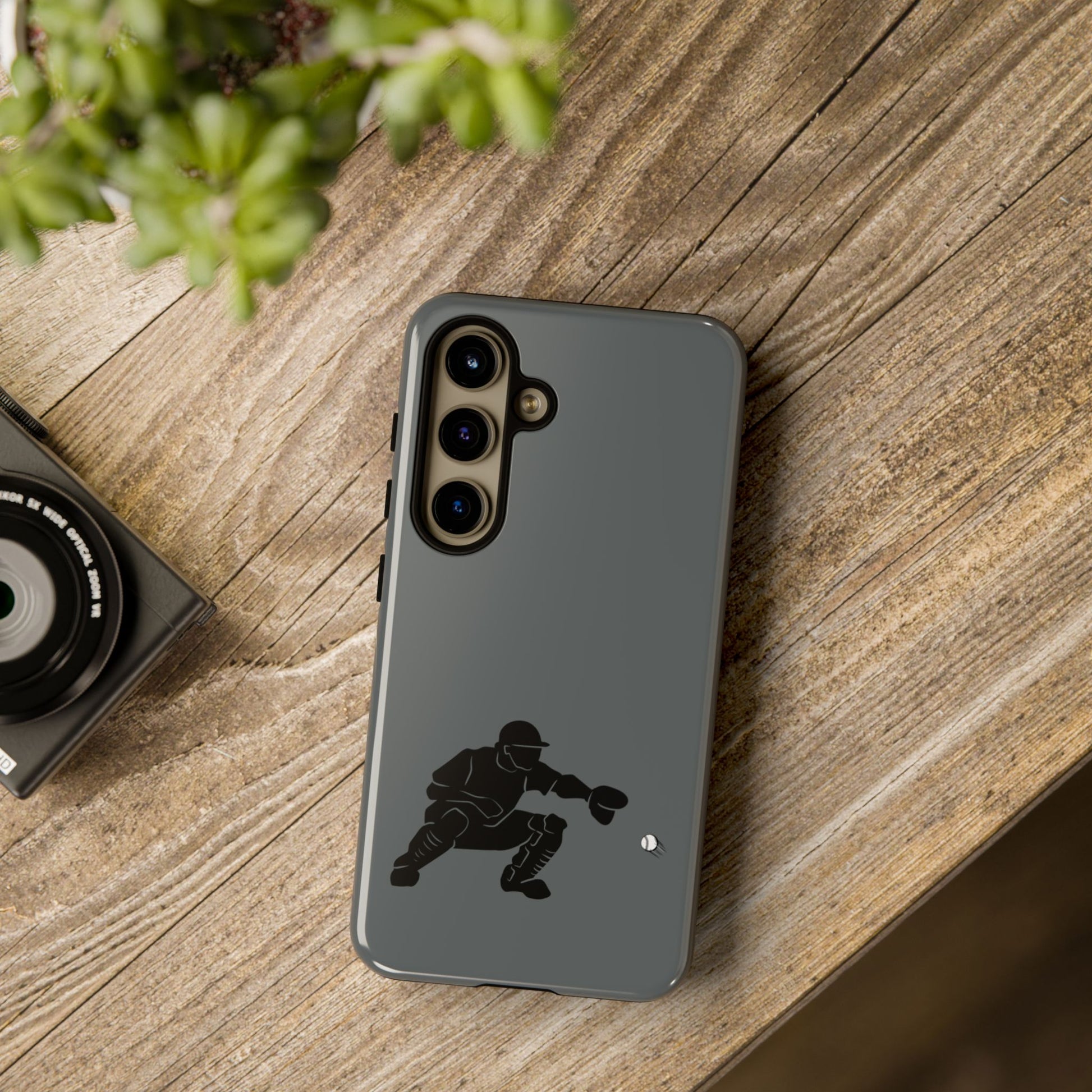 Printify baseball catcher phone case, tough protective cover with catcher design for smartphones.