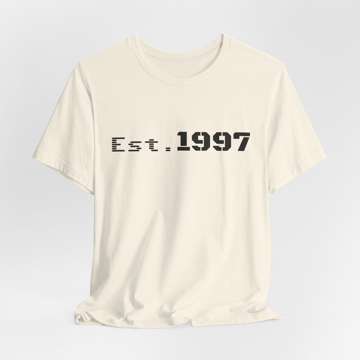 Vintage 1997 Established T-Shirt by Printify featuring bold “Est. 1997” design on a classic cotton tee.