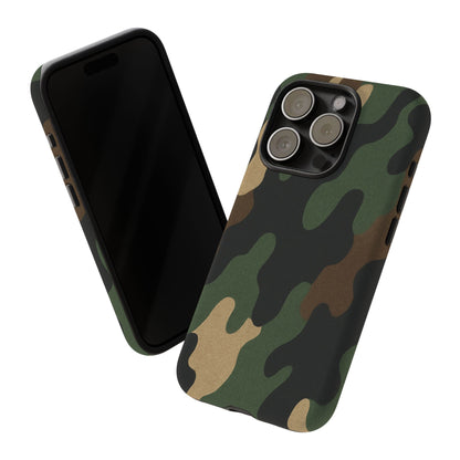 Military green camo tough phone case by Printify, rugged protective cover for smartphones with a durable design.