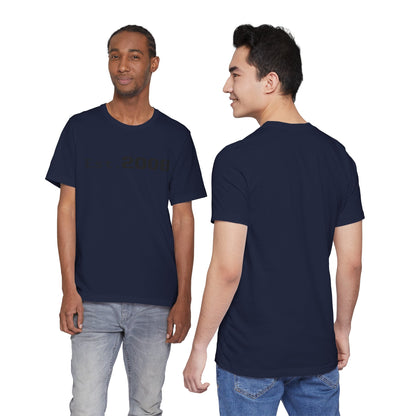 Black graphic T-shirt from Printify with "Established 2008" text and minimal design on the front.