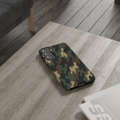 Camouflage tough phone case for rugged protection, featuring a camo pattern and durable design from Printify.