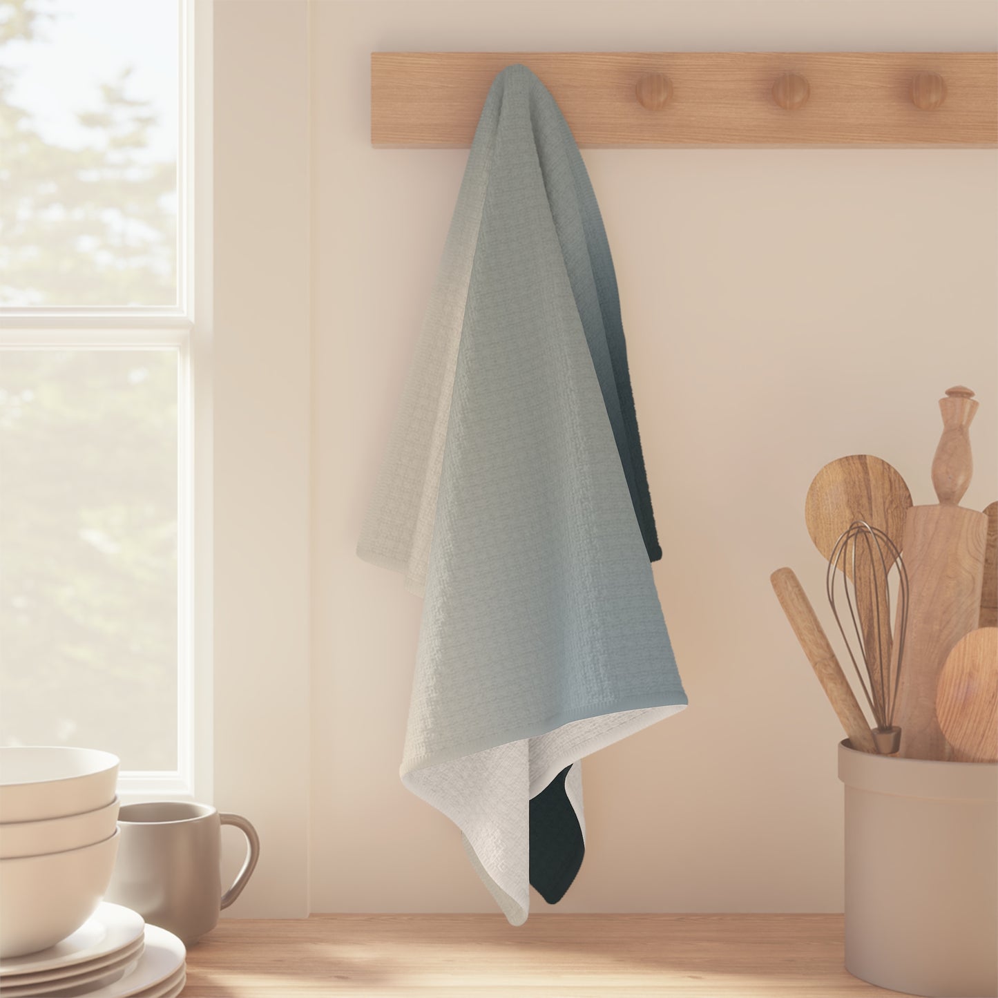 Ocean Gradient Microfiber Tea Towel | Coastal Blue Ombre