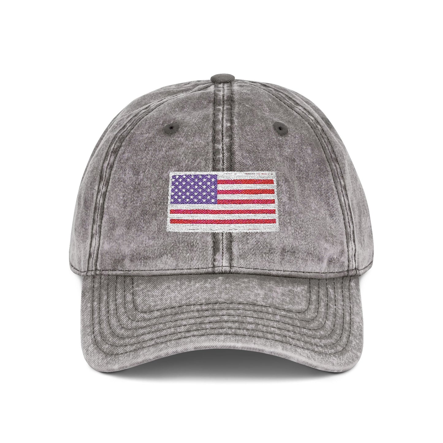 Embroidered Vintage Cap with USA Flag Design - TRV