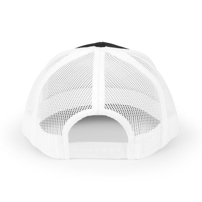 Vintage baseball snapback trucker cap with batter silhouette design, featuring adjustable fit and classic mesh back for ventilation.