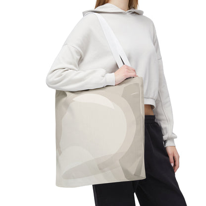Neutral Abstract Circle Pattern Tote Bag | Minimal Beige AOP Canvas